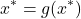 \begin{align*}x^{*}=g(x^{*})\end{align*}