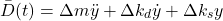 \begin{align*}\bar{D}(t)=\Delta m \ddot{y}+\Delta k_{d}\dot{y}+\Delta k_{s}y\end{align*}