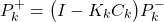 \begin{align*}P_{k}^{+}=\big(I-K_{k}C_{k} \big)P_{k}^{-}\end{align*}