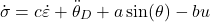 \begin{align*}\dot{\sigma}=c\dot{\varepsilon}+\ddot{\theta}_{D}+a\sin (\theta)-bu\end{align*}