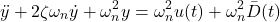 \begin{align*}\ddot{y}+2\zeta \omega_{n}\dot{y}+ \omega_{n}^{2}y= \omega_{n}^{2}u(t)+\omega_{n}^{2}\bar{D}(t)\end{align*}