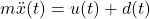 \begin{align*}m\ddot{x}(t)=u(t)+d(t)\end{align*}