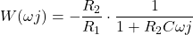 \begin{align*}W(\omega j)=-\frac{R_{2}}{R_{1}}\cdot \frac{1}{1+R_{2}C\omega j}\end{align*}