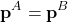 \begin{align*}\mathbf{p}^{A}=\mathbf{p}^{B}\end{align*}