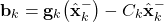 \begin{align*}\mathbf{b}_{k} = \mathbf{g}_{k}\big(\hat{\mathbf{x}}_{k}^{-} \big)- C_{k}\hat{\mathbf{x}}_{k}^{-}\end{align*}