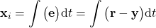 \begin{align*}\mathbf{x}_{i}=\int  \big( \mathbf{e}  \big) \text{d}t =\int  \big(\mathbf{r} - \mathbf{y}  \big) \text{d}t\end{align*}