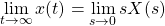 \begin{align*}\lim_{t \rightarrow \infty} x(t)=\lim_{s \rightarrow 0} sX(s)\end{align*}