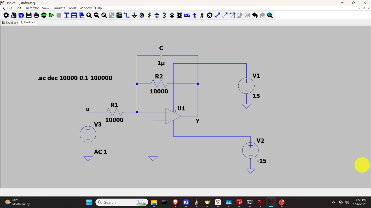 Bode Plot of Low-Pass Active Filter in LTspice – Operational Amplifiers ...